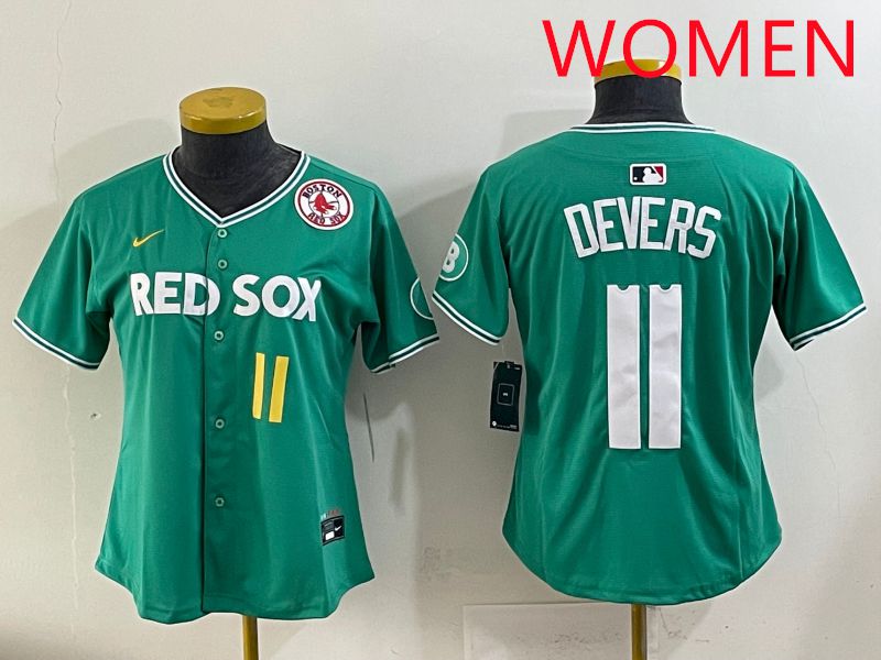 Women 2025 Boston Red Sox #11 Devers Dark Green Joint Name Nike MLB Jersey style 6
